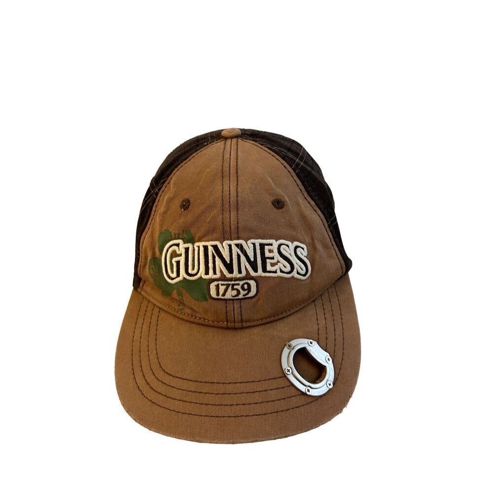 Guinness baseball cap hat bottle opener rn#115665 brown plaid‎